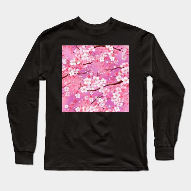 Cherry Blossom Silk: A Soft and Elegant Fabric Pattern for Fashion and Home Decor #1 Long Sleeve T-Shirt by AntielARt